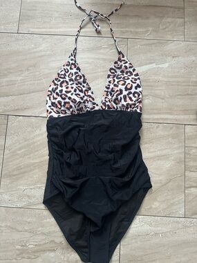 Black Skirt with Pink and Tan Leopard Panels - Women's Stylish Skirt